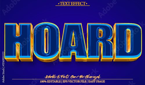  Hoard Treasure Wealth Secret Blue Vector Text Effect Editable Alphabet