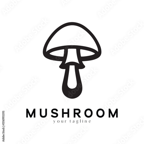 Minimal Mushroom Logo Design – Vector Silhouette Style for Modern Branding Use

