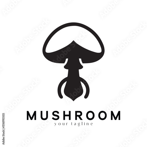 Minimal Mushroom Logo Design – Vector Silhouette Style for Modern Branding Use
