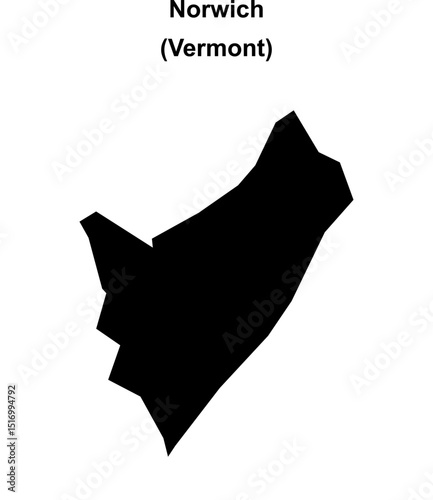 Norwich (Vermont) blank outline map