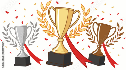 Generated AI Art Gold, Silver, and Bronze Trophy Awards - Winning Design
