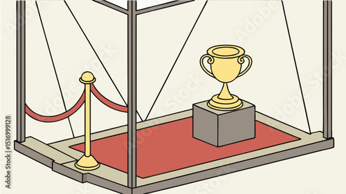 Generated AI Art A Gold Trophy Cup in a Glass Display Case
