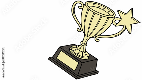 Generated AI Art Golden Trophy Cup, Star Award - Achievement & Success Illustration