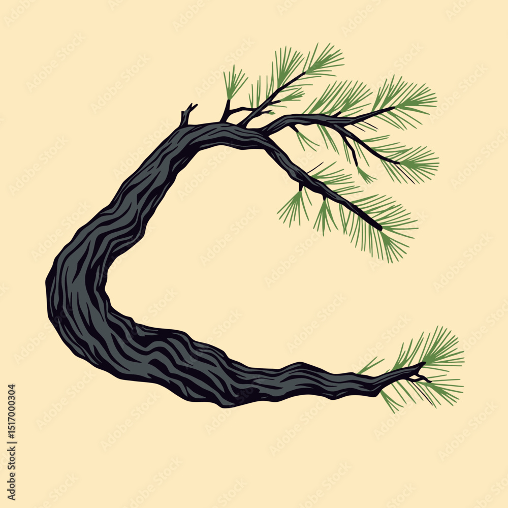 Árvore Curvada: Resiliência Natural

