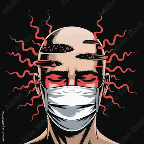 European Migraine Day of Action conceptual vector illustration showing migraine pain, triggers, and invisible illness in a symbolic flat design using bold shapes and solid color elements