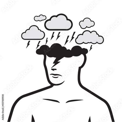 European Migraine Day of Action conceptual vector illustration showing migraine pain, triggers, and invisible illness in a symbolic flat design using bold shapes and solid color elements