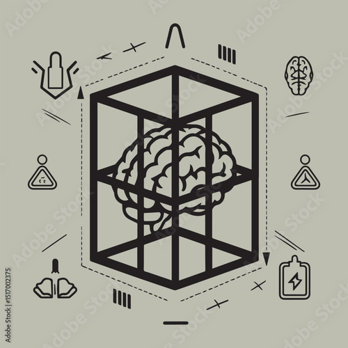 European Migraine Day of Action conceptual vector illustration showing migraine pain, triggers, and invisible illness in a symbolic flat design using bold shapes and solid color elements