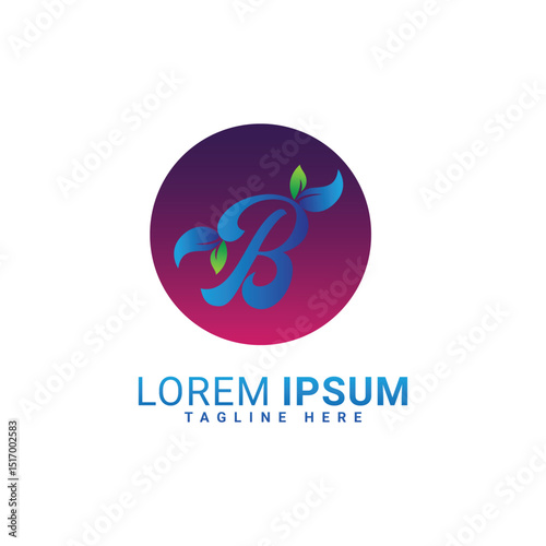 B text logo, leaf, tree, nature, icon, design, eco, vector, green, 