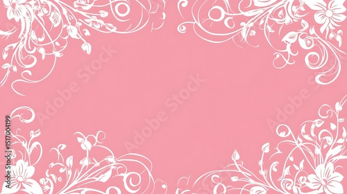 Floral decorative border on pink background