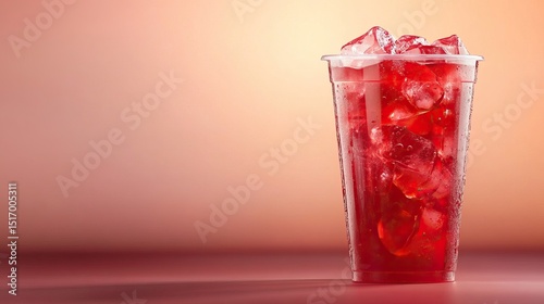 Wallpaper Mural Summer simple red iced drink in plastic cup AI generated image Torontodigital.ca