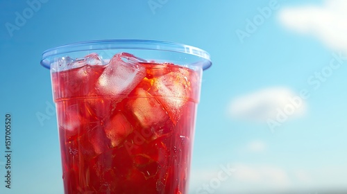 Wallpaper Mural Summer simple red iced drink in plastic cup AI generated image Torontodigital.ca