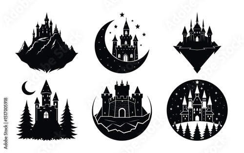 set of vector silhouettes