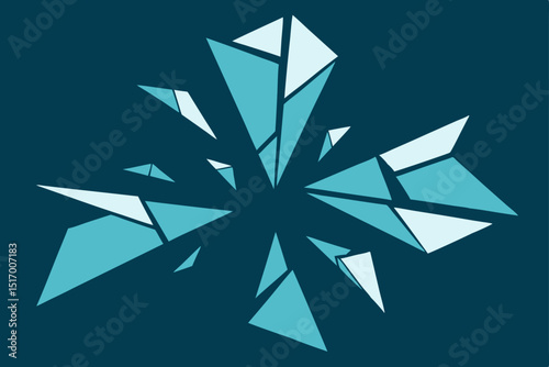 Abstract blue geometric crystal polygon origami design background