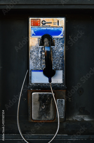 Vintage payphone on a street in California
