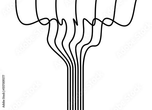 Vector Pattern of thin black parallel lines on a white background. Vertical Design element in retro style. Modern vector background. Abstract smoke