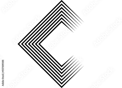 Frame .vector pattern of  rectangular shape from parallel lines. Black striped design element on white background. For ads, interior, wall art. Vector background in retro style.