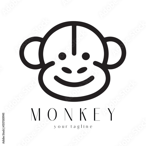 Minimal Monkey Logo Design – Vector Silhouette Style for Modern Branding
