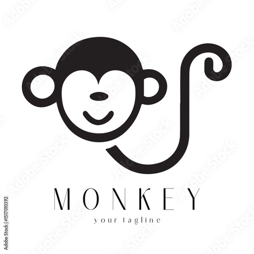 Minimal Monkey Logo Design – Vector Silhouette Style for Modern Branding
