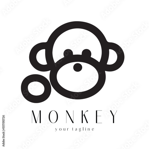 Minimal Monkey Logo Design – Vector Silhouette Style for Modern Branding
