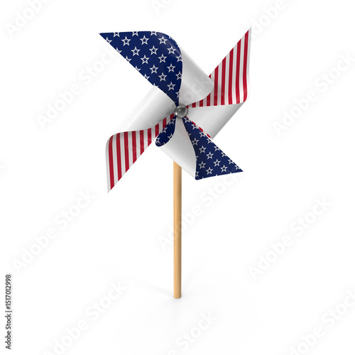 USA Flag Pinwheel isolated on transparent background