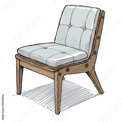 Modern wooden chair with white cushion in minimalist design  