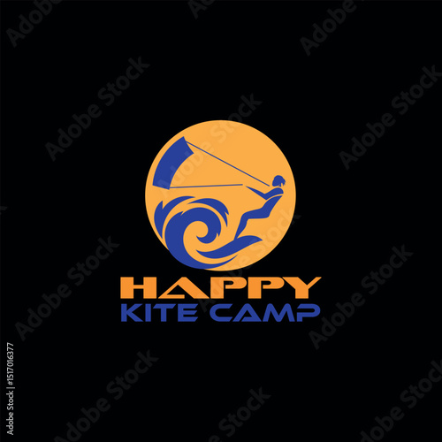 kite beach sports camp logo design vector