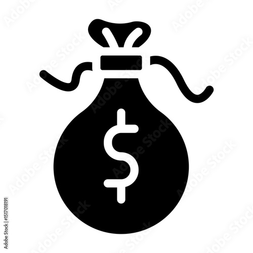 Money Bag Vector Glyph Icon Design