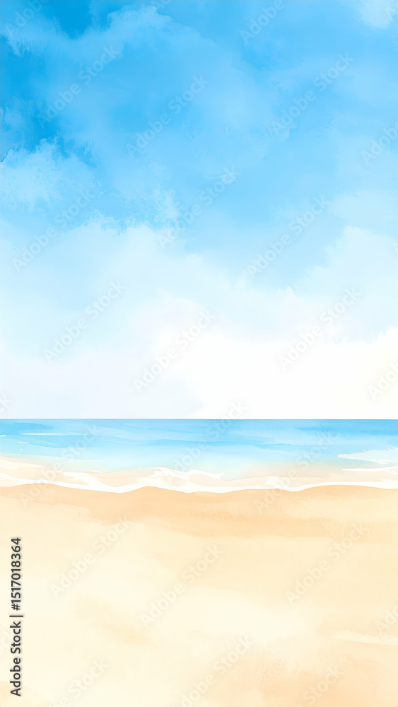 Serene Beach Landscape Under a Bright Blue Sky Serene Beach Landscape Under a Bright Blue Sky