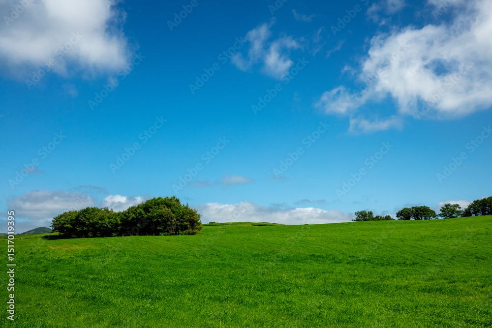 Obraz premium Blue sky and green hills
