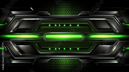 Futuristic dark green and black panel design