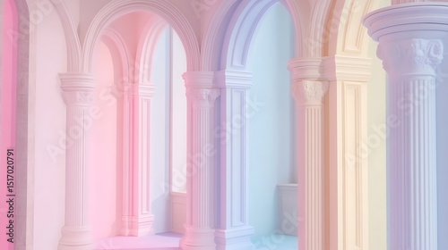 Pastel archway colonnade