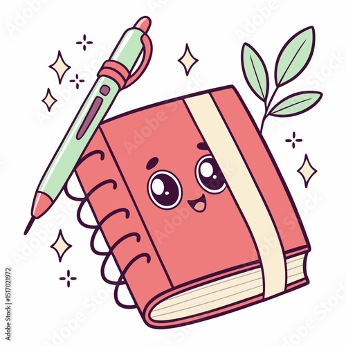 Adorable Spiral Notebook Character Design perfect for branding projects school supplies stationery websites children's books kawaii illustrations and cute logo creation