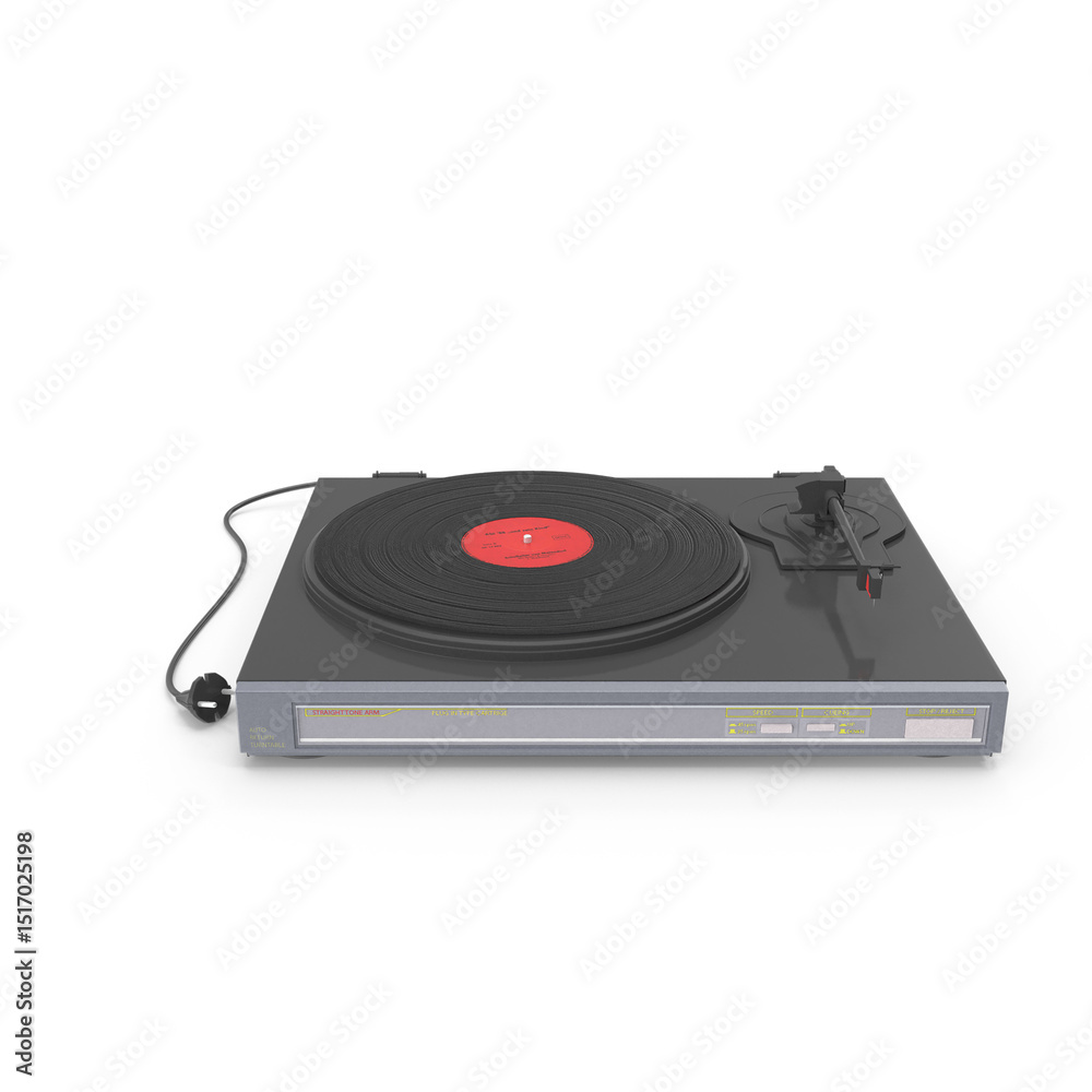 Fototapeta premium Vinyl retro record player isolated on transparent background