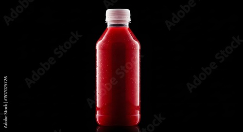 Vibrant Red Juice Bottle on a Dark Background