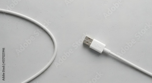 White USB Cable Connector on a Minimalist Gray Background
