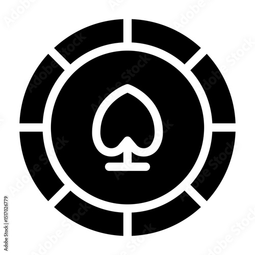 Poker Chip Vector Glyph Icon Design