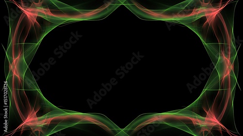 Abstract Oval Frame with Green and Red Smoke