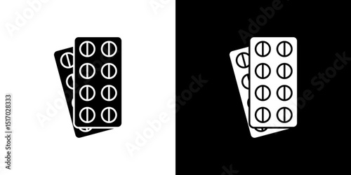 Blister drug pack icon symbols. Vector illustration.