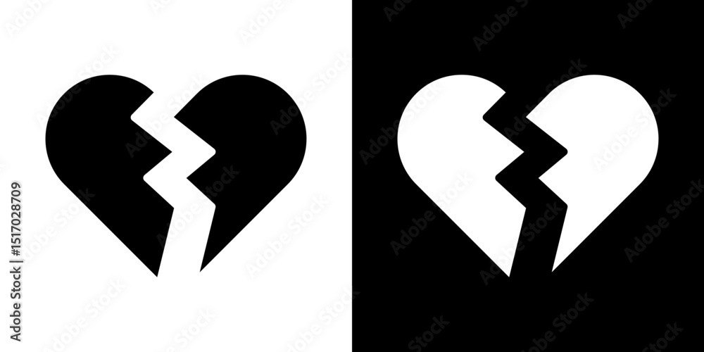 Broken heart icon symbols. Vector illustration. Broken heart icon symbols. Vector illustration.