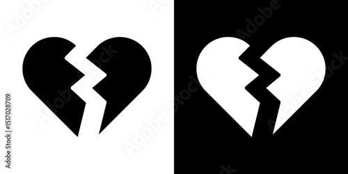 Broken heart icon symbols. Vector illustration.