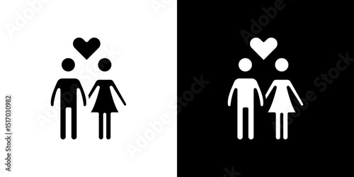 Couple with love icon symbols. Vector illustration.