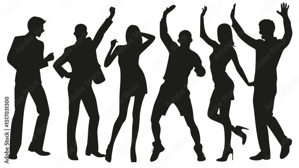 Fototapeta premium Silhouettes of Dancing Women – Celebration, Fashion, and Fun Concept