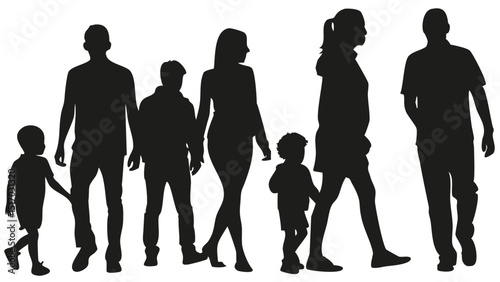  Silhouettes of Families Walking Together – Family Bond and Unity