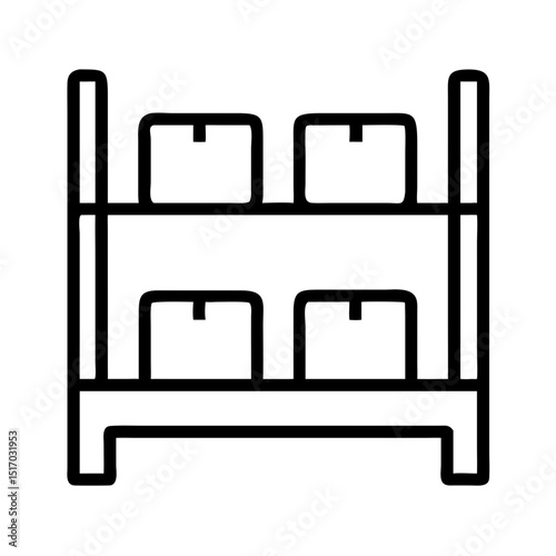 Simple shelving unit with storage boxes in minimalistic design  