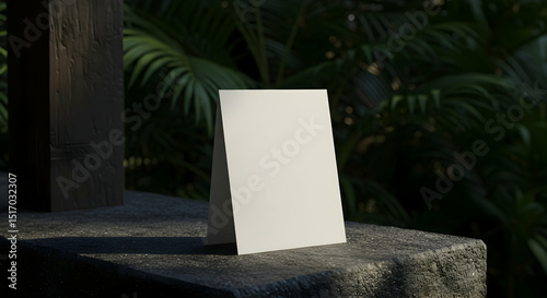 Blank Tent Card Mockup Tropical Jungle Setting Minimalist Design