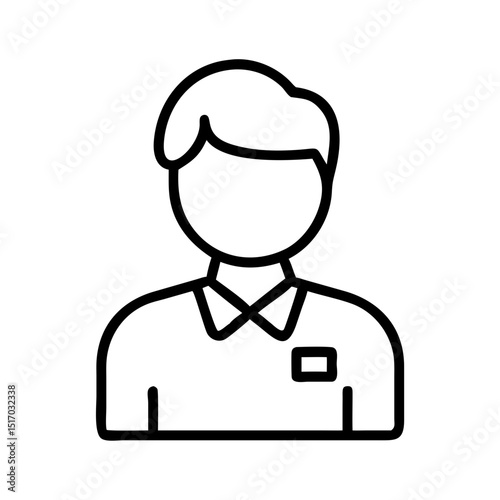 Store manager avatar with short hair and collared shirt outline  