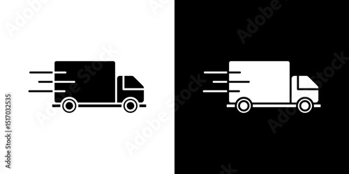 Fast shipping delivery truck icon symbols. Vector illustration.
