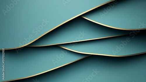 Teal and gold abstract layered design