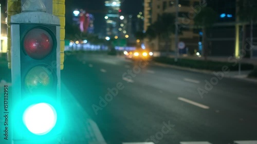Wallpaper Mural A vibrant city night scene with traffic lights shifting colors Torontodigital.ca