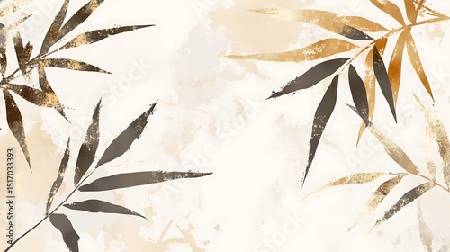 Abstract botanical art with leaves